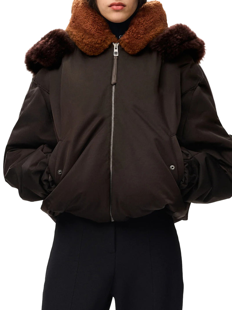 TECHNICAL COATING BOMBER JACKET WITH DOUBLE LAYER CONSTRUCTION AND CHECKED BACK