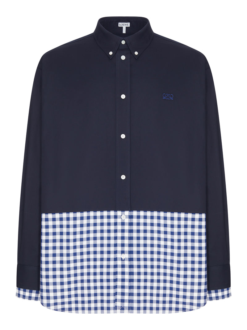 LIGHTWEIGHT COTTON TWILL AND POPLIN SHIRT WITH A CONTRASTING HEM