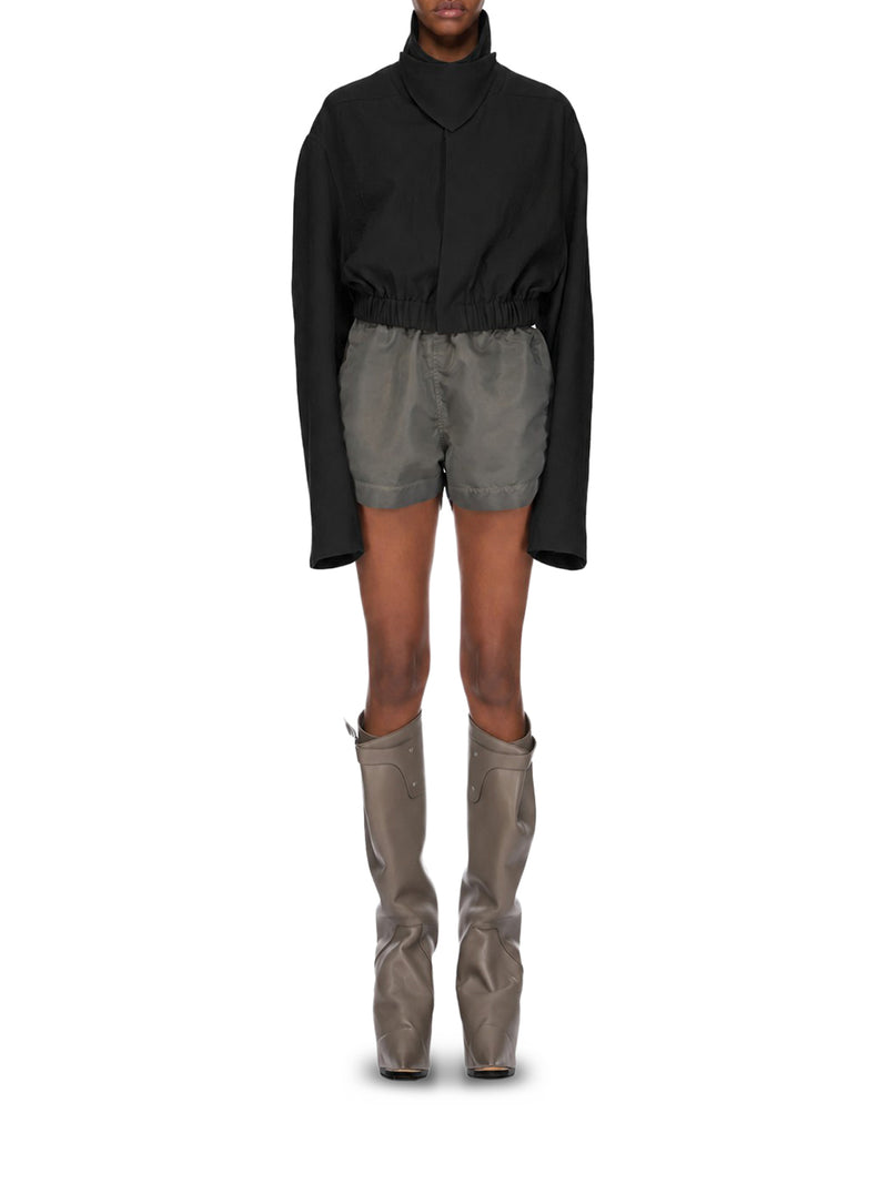 CROPPED COLLARED MAC JACKET IN A COTTON-WOOL BLEND