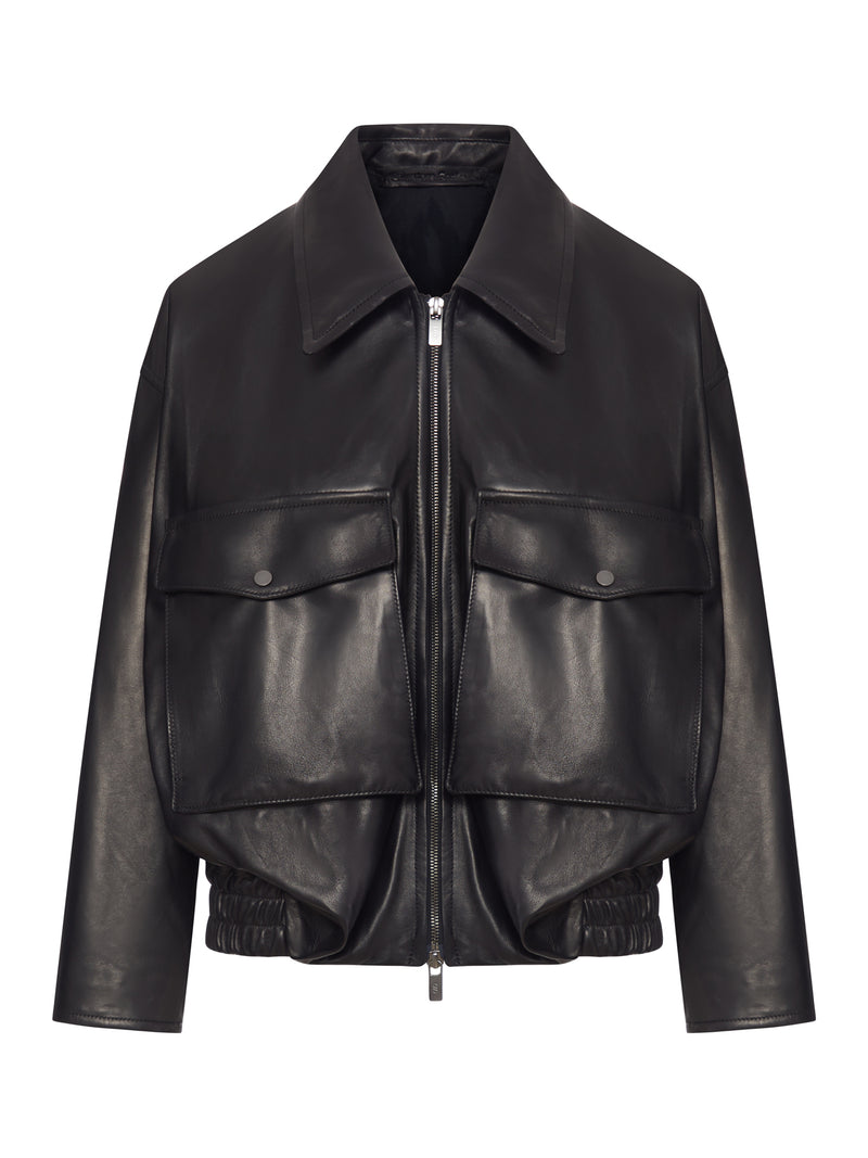 LEATHER JACKET WITH MAXI POCKETS