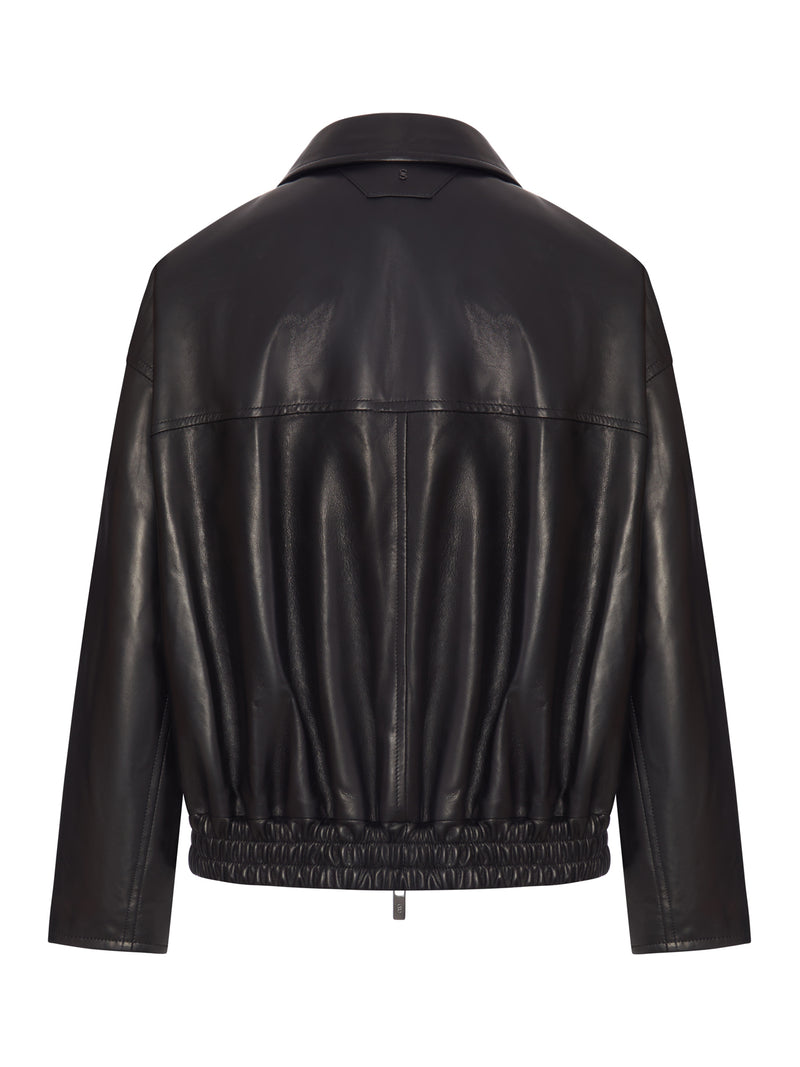 LEATHER JACKET WITH MAXI POCKETS