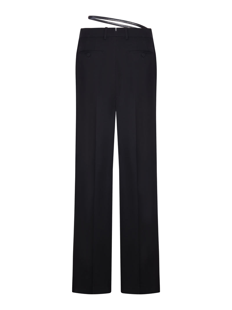 STRAIGHT-LEG TAILORED TROUSERS WITH A THIN WAISTBAND
