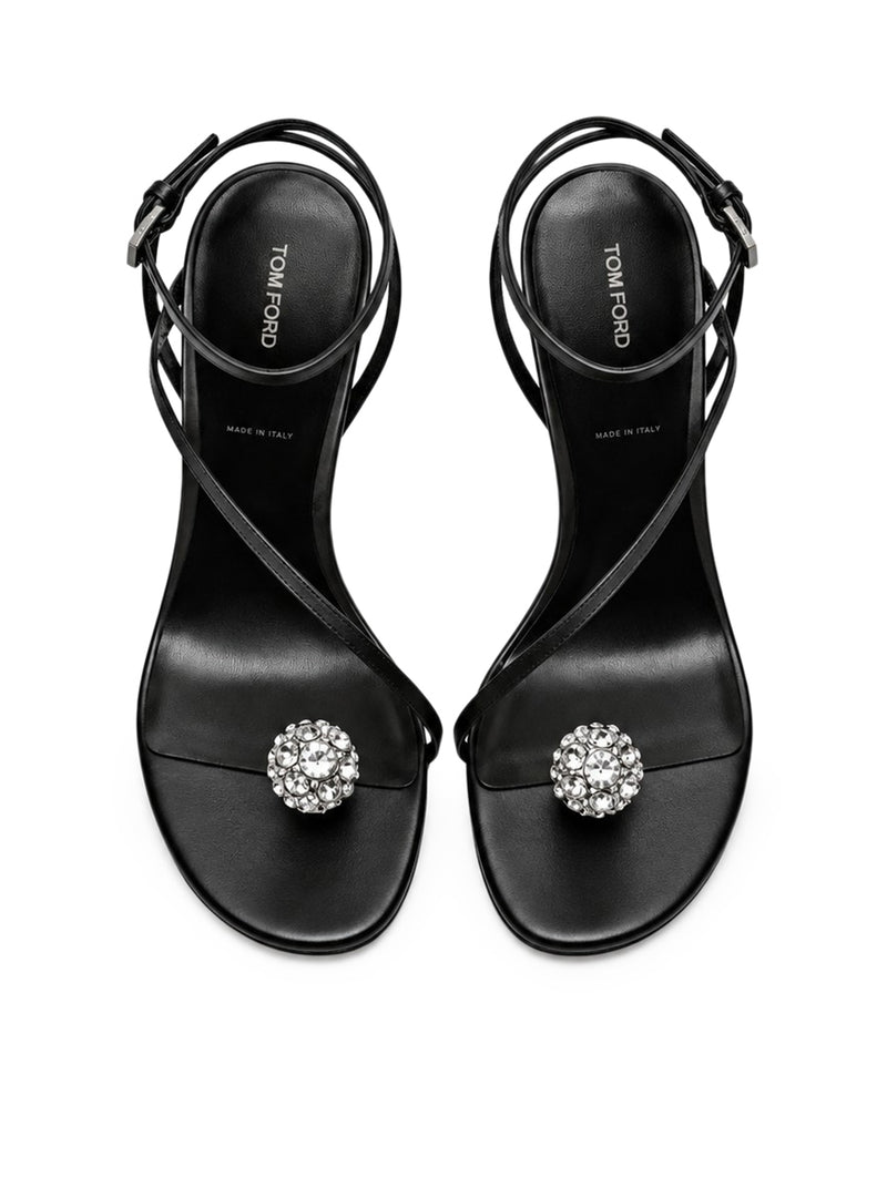 CASSIA SATIN AND CRYSTAL ANKLE-STRAP SANDALS