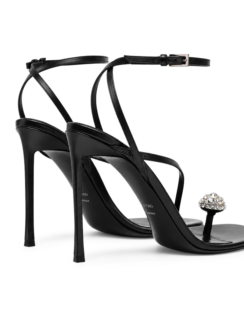 CASSIA SATIN AND CRYSTAL ANKLE-STRAP SANDALS