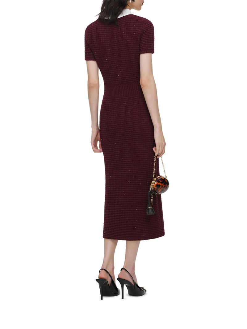 BORDEAUX TEXTURED KNIT MIDI DRESS