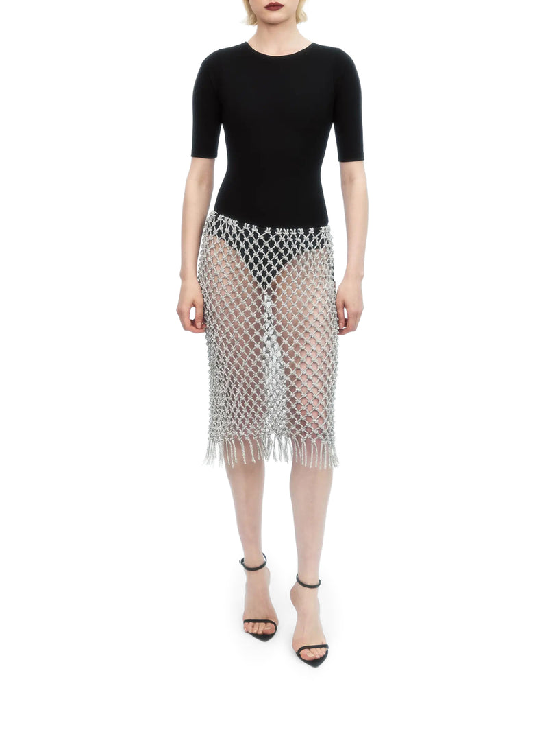 HAND-WOVEN EMBELLISHED MIDI SKIRT