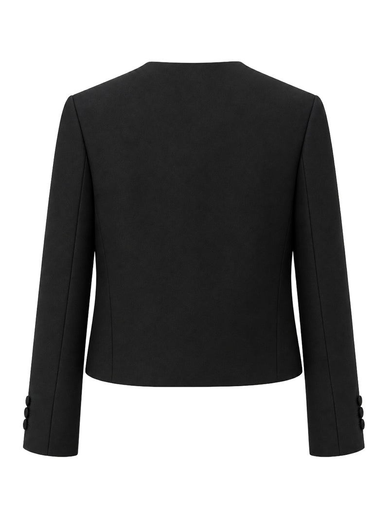 BLACK CROPPED JACKET WITH A BOW