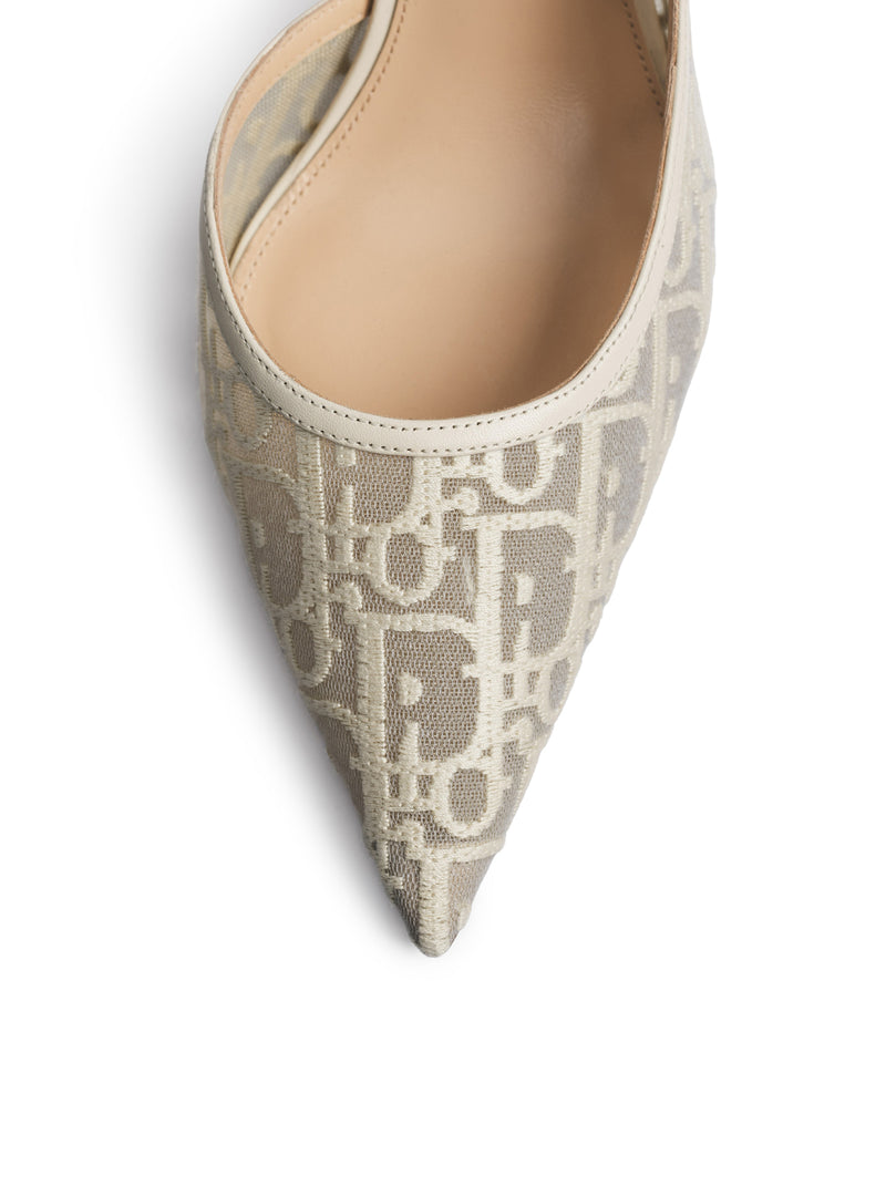 ADIORABLE SLINGBACK PUMPS IN MESH WITH ÉCRU DIOR OBLIQUE EMBROIDERY