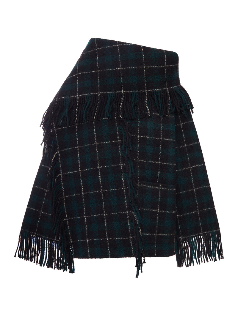 WOOL SCARF-DESIGN FRINGED JACKET