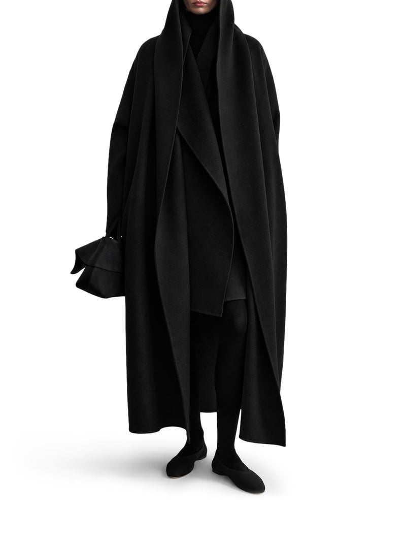 LONG WOOL COAT WITH HOOD