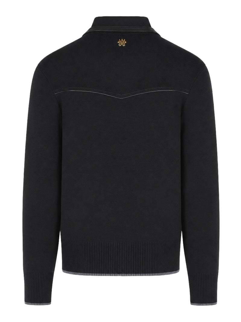 WOOL BOMBER JACKET WITH LEATHER INSERTS