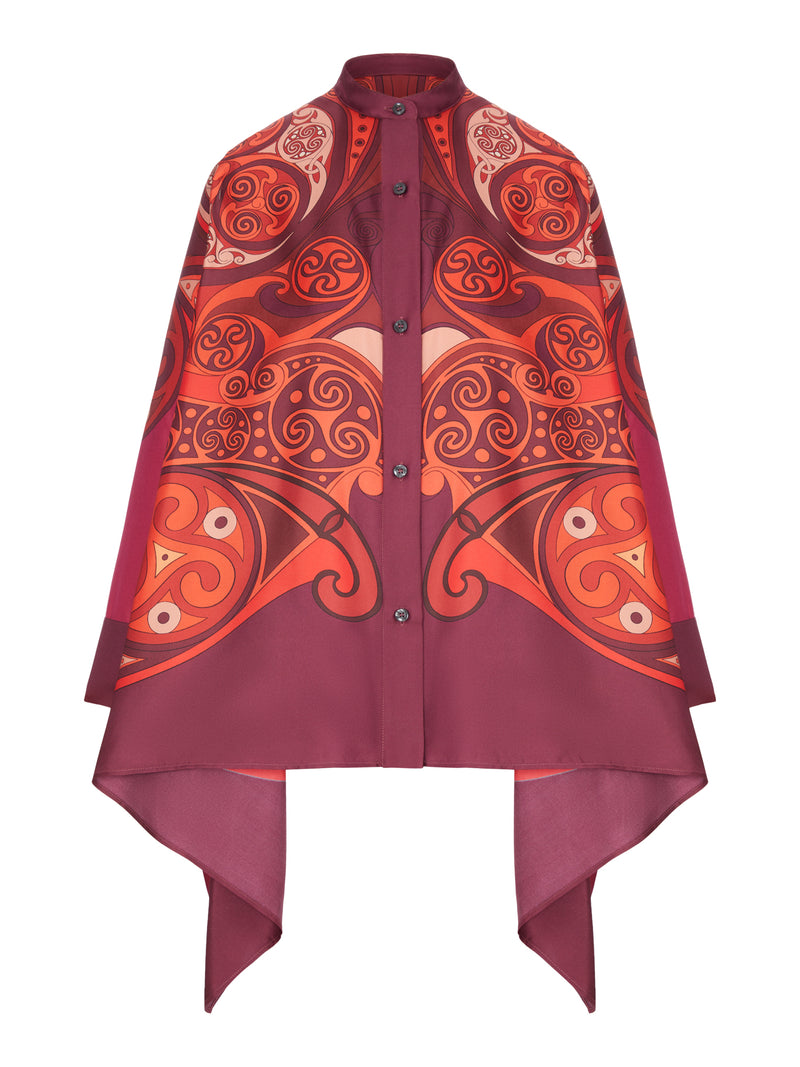OVERSIZED PRINTED SILK SHIRT WITH AN ASYMMETRIC HEM