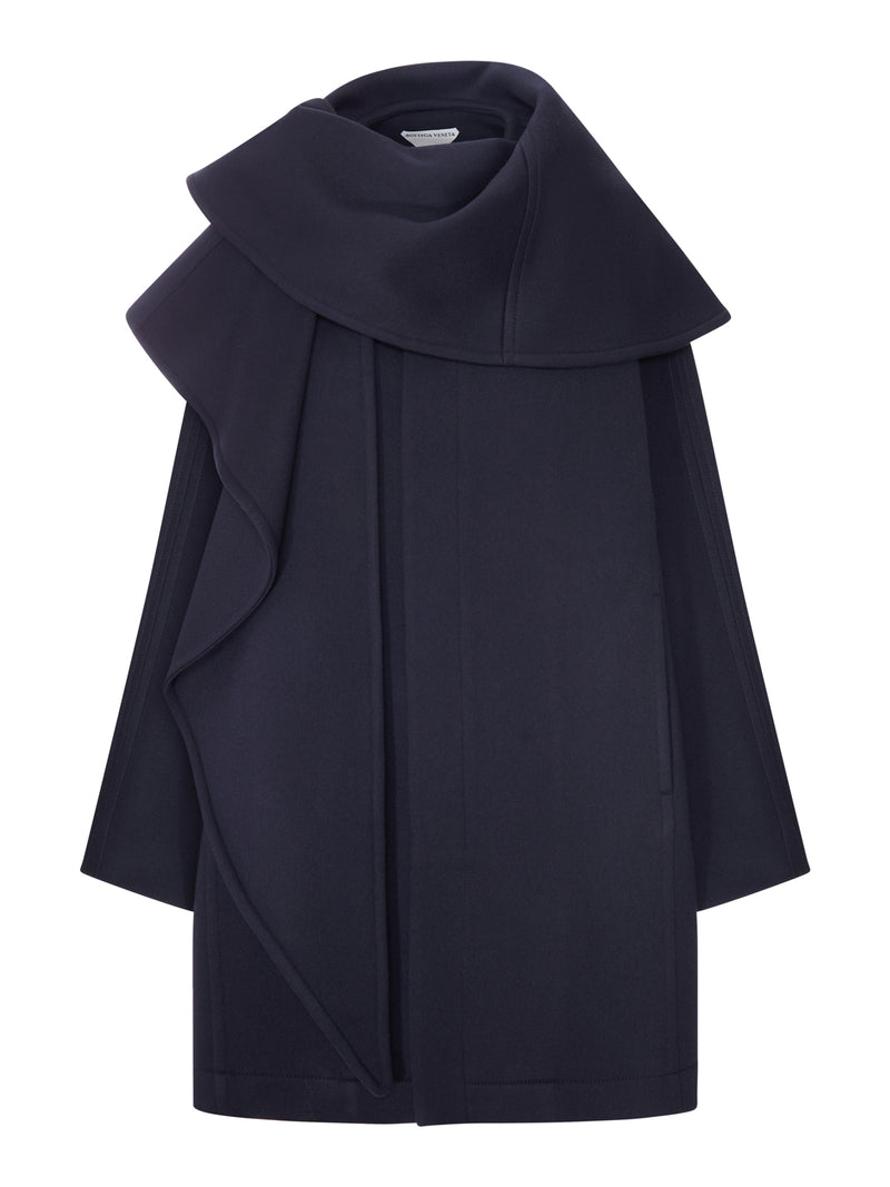 COAT WITH OVERSIZED DRAPED COLLAR