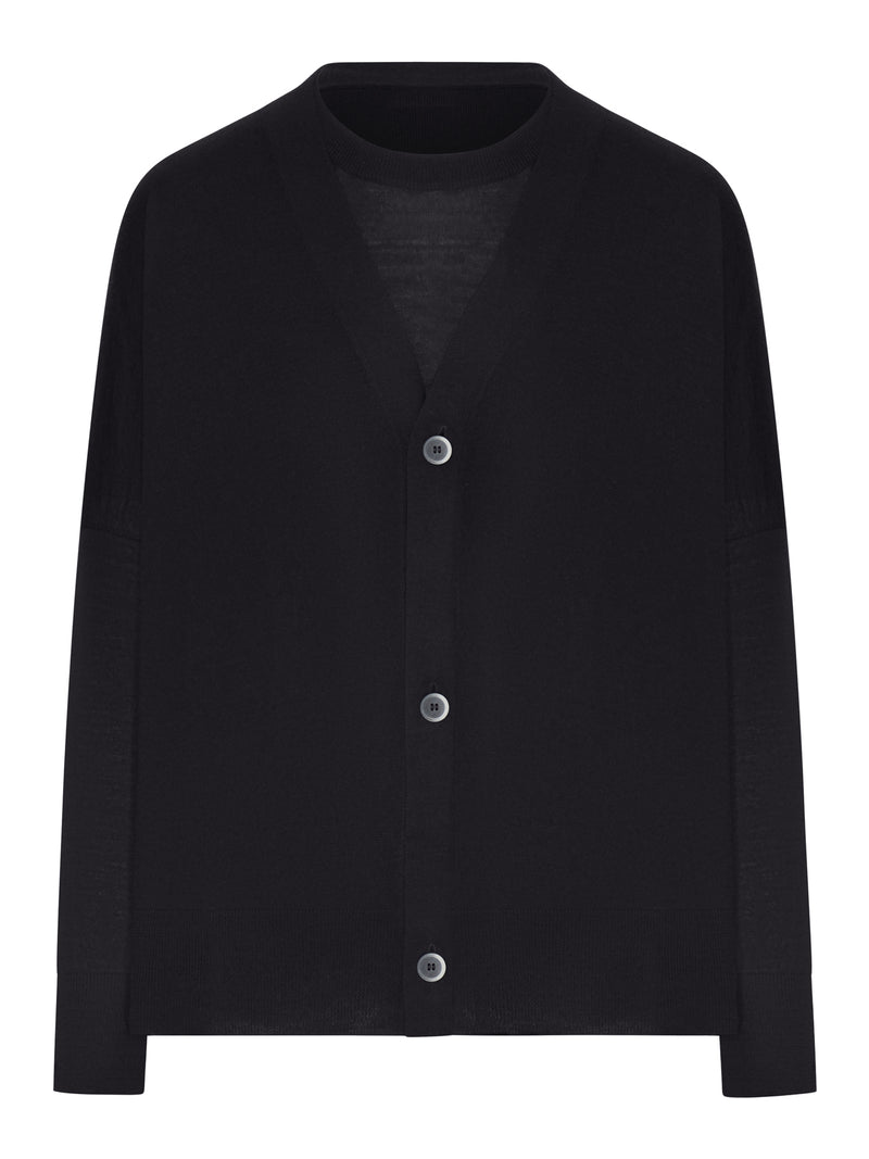 FINE WOOL CARDIGAN AND T-SHIRT SET