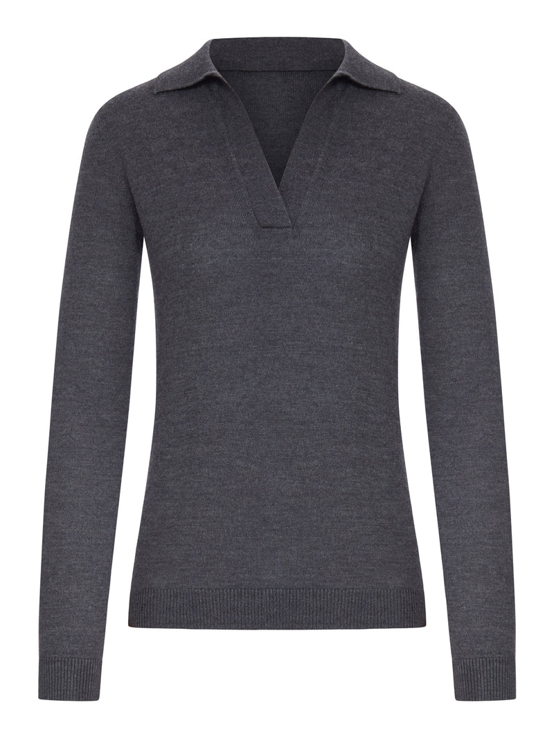 LONG-SLEEVED WOOL POLO SHIRT