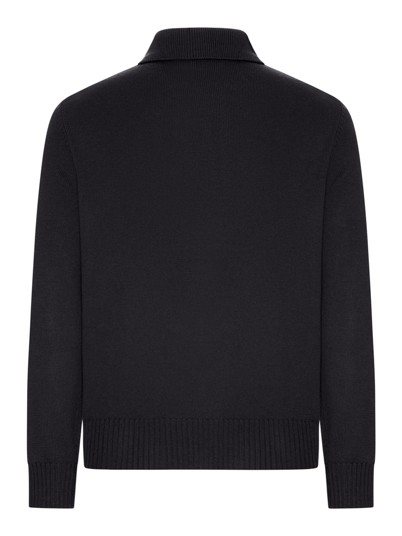 ZIP-NECK WOOL POLO SWEATER