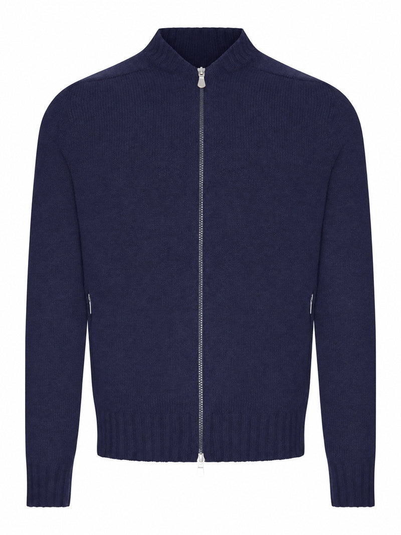 FULL-ZIP WOOL KNIT CARDIGAN