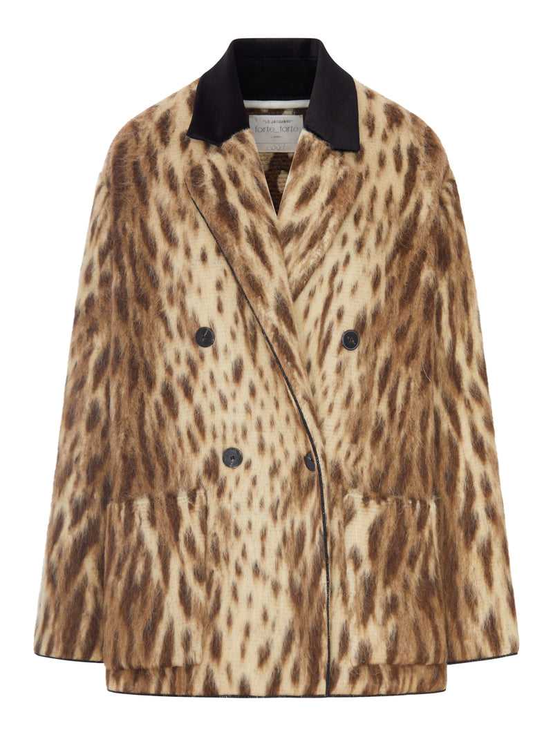 SHORT COAT IN VIRGIN WOOL AND ALPACA BLEND “ROYAL LEOPARD” GOLD