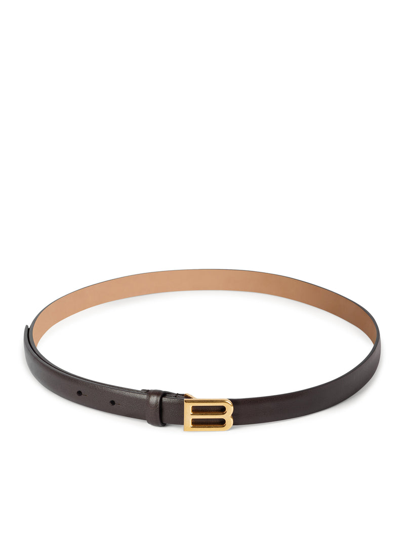 BOLERO B BELT IN SMOOTH MOCHA CALFSKIN WITH ANTIQUE GOLD-TONE HARDWARE