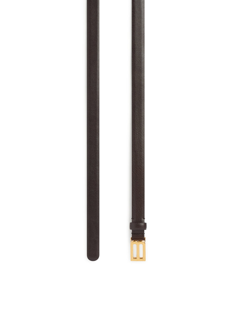 BOLERO B BELT IN SMOOTH MOCHA CALFSKIN WITH ANTIQUE GOLD-TONE HARDWARE