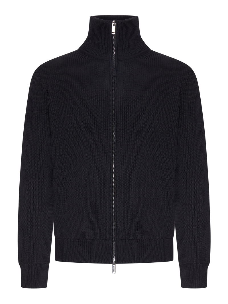 RIB-KNIT FULL-ZIP CARDIGAN