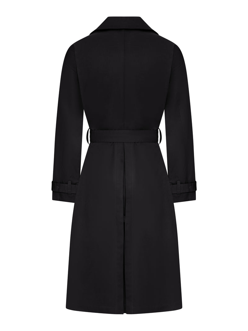 DOUBLE-BREASTED COTTON TRENCH COAT WITH WAX FINISH AND BELT