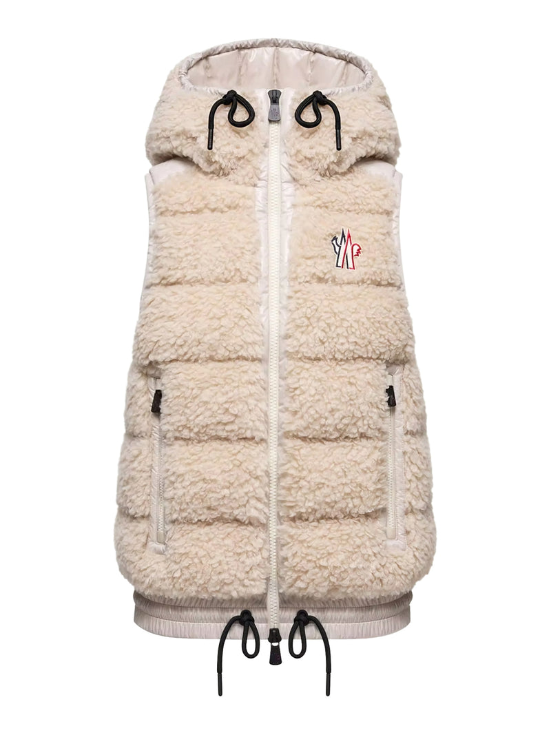 INSULATED TEDDY-STYLE VEST WITH HOOD