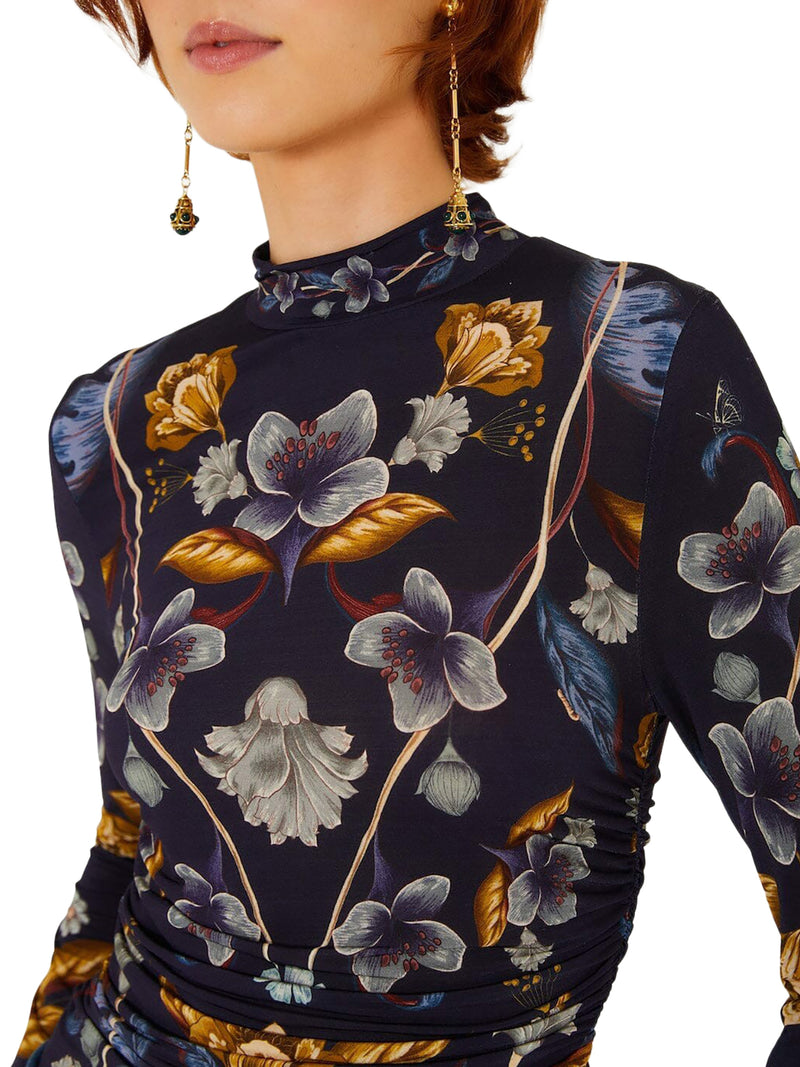 FLORAL PRINT HIGH-NECK TOP