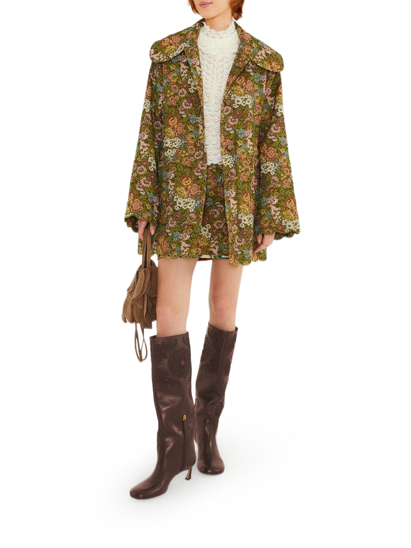 FLORAL JACQUARD TRENCHCOAT