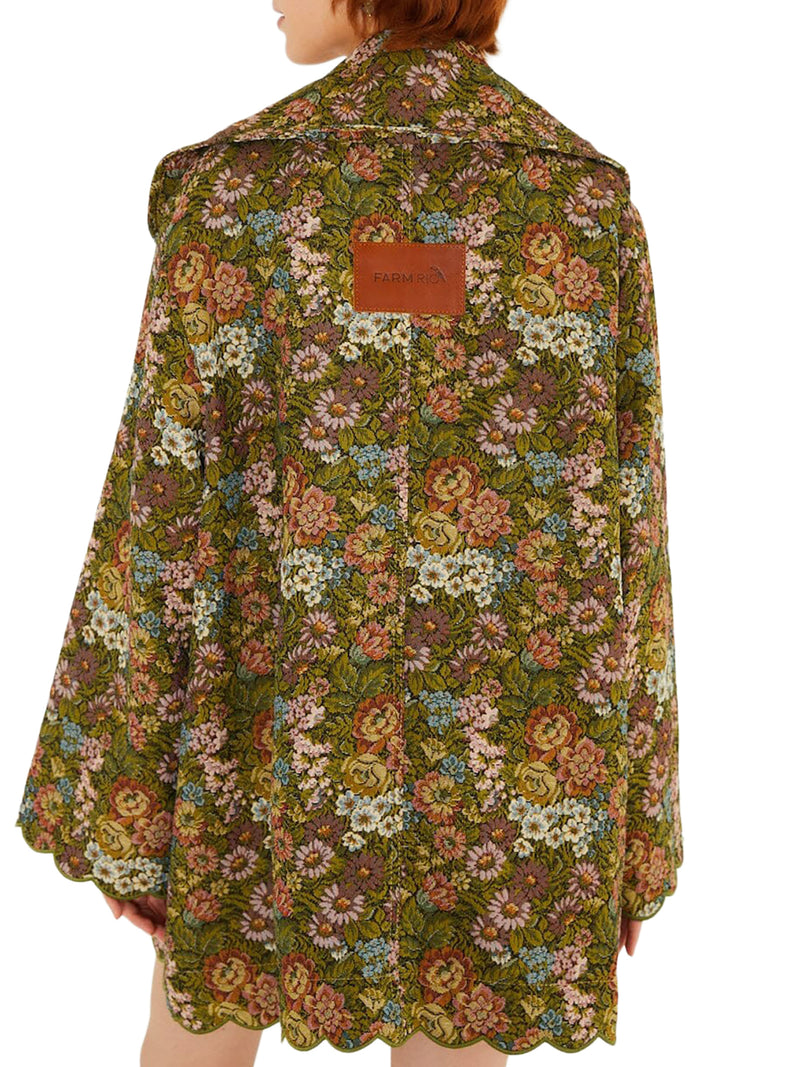 FLORAL JACQUARD TRENCHCOAT
