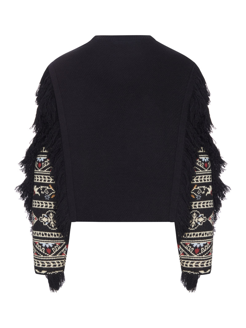 EMBROIDERED SWEATER WITH FRINGE