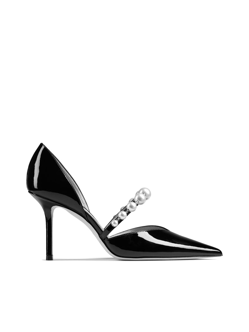 AURELIE 85 POINTED-TOE PATENT LEATHER DÉCOLLETÉ WITH PEARL DECORATION