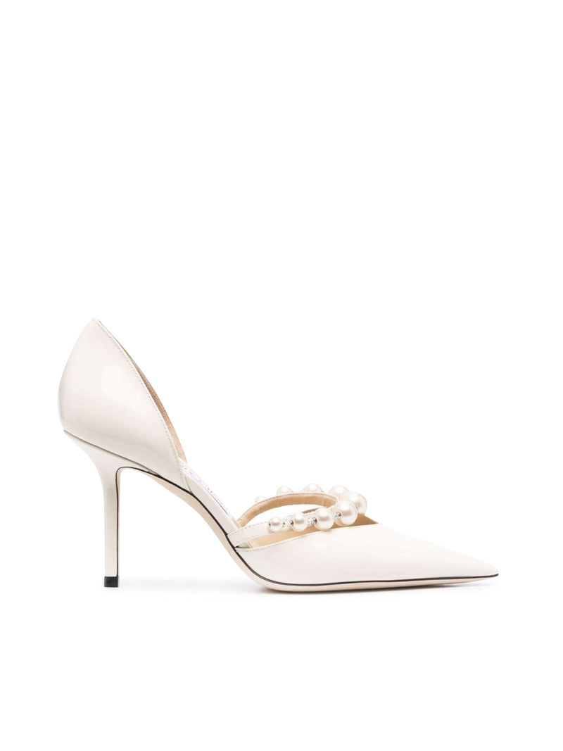 AURELIE 85 POINTED-TOE PATENT LEATHER DÉCOLLETÉ WITH PEARL DECORATION