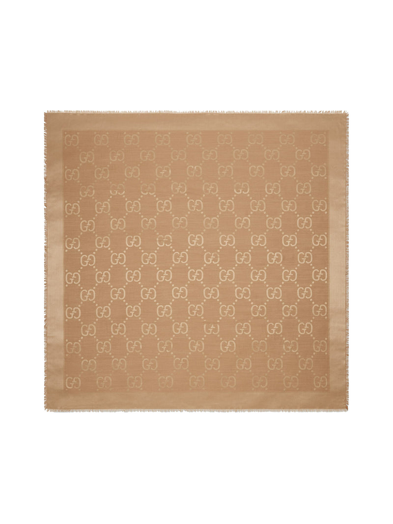 JACQUARD WOOL AND SILK SHAWL WITH GG PATTERN