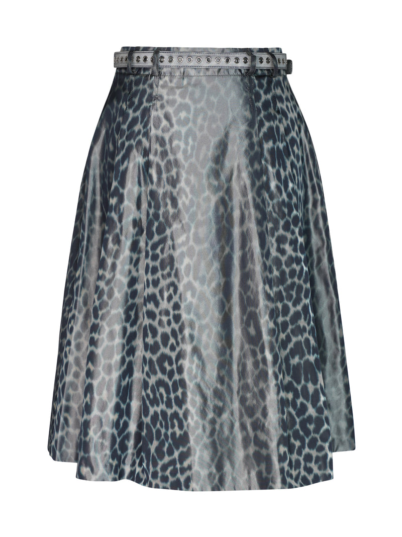leopard print midi skirt