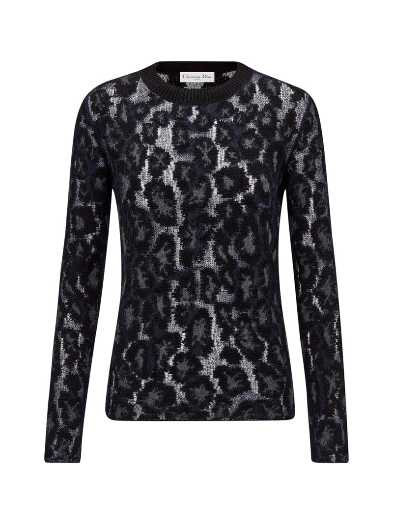 Mizza blue and gray perforated cashmere sweater