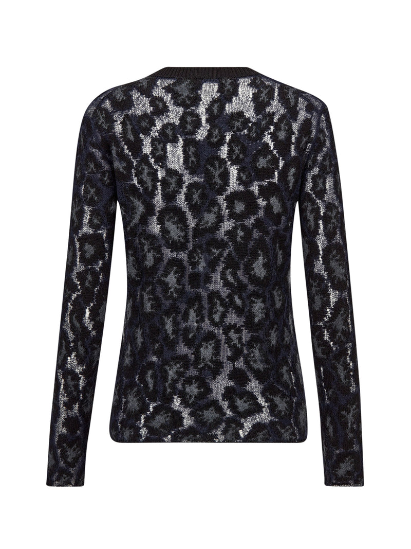 Mizza blue and gray perforated cashmere sweater