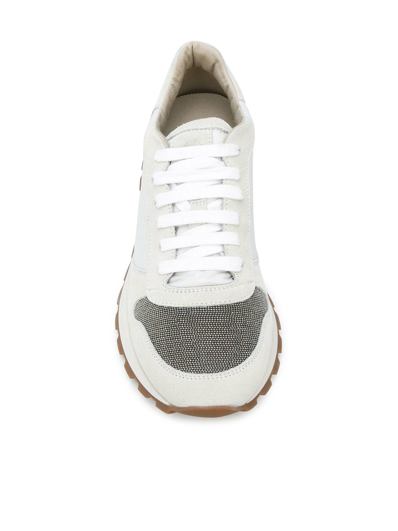 SUEDE AND TECHNO FABRIC RUNNER WITH