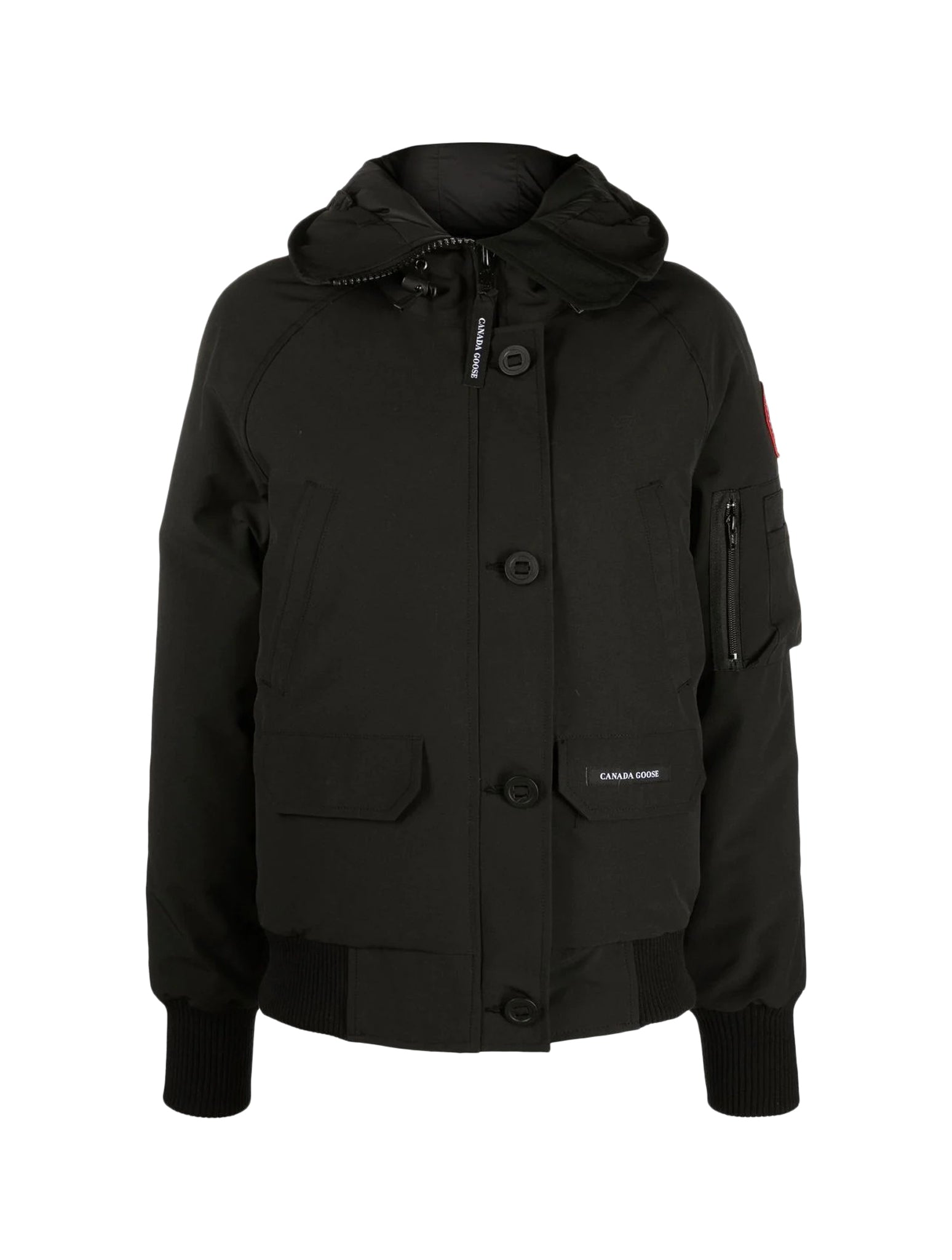 logo-patch hooded down jacket