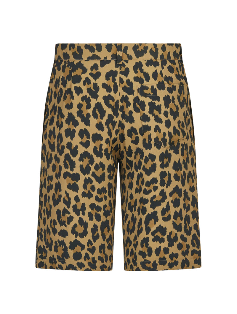 Multicolour technical satin with leopard print