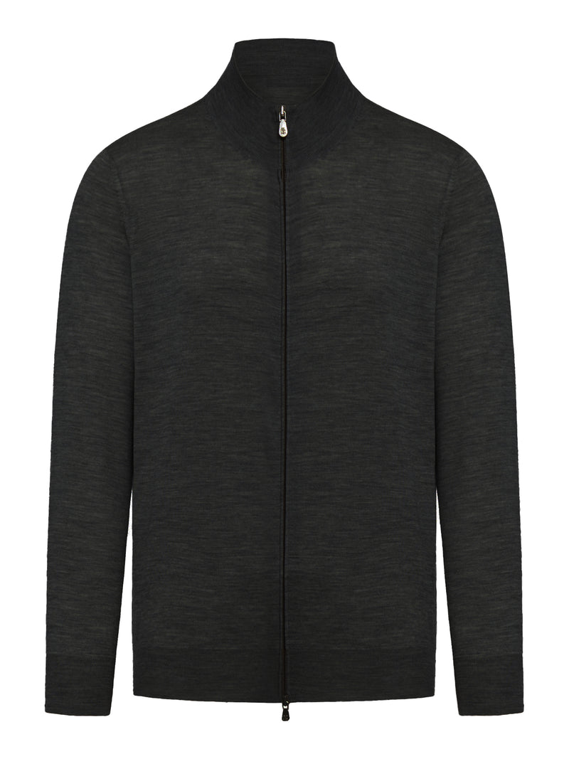 ZIP-UP CARDIGAN IN CASHMERE AND WOOL