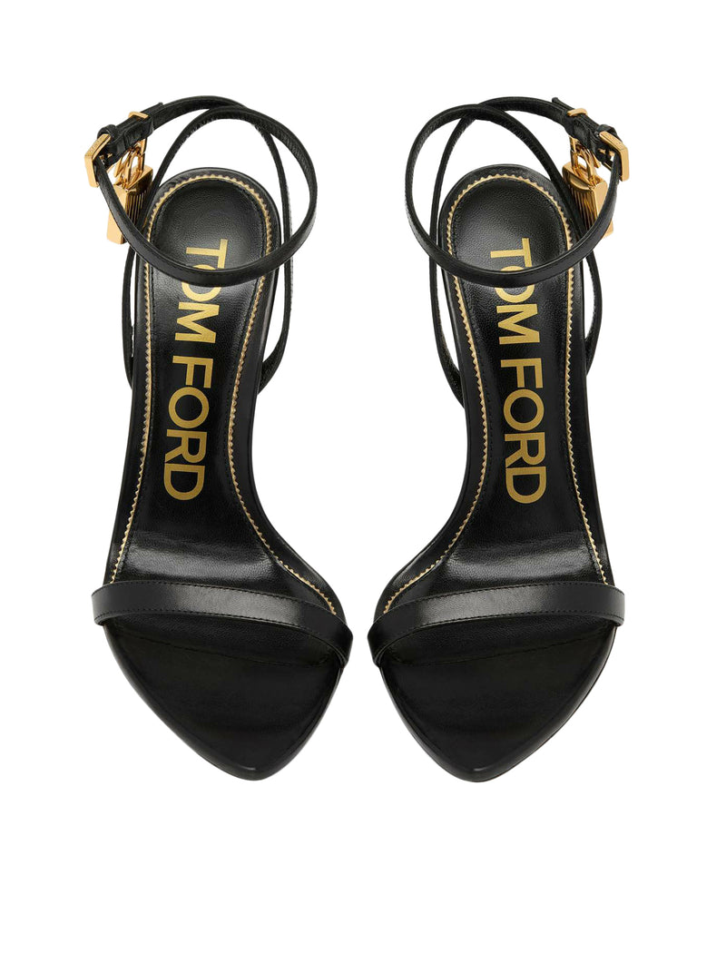 85MM PADLOCK POINTED SANDAL IN SHINY LEATHER