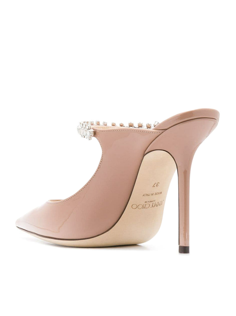 BING 100 BLACK PATENT LEATHER CLOG WITH CRYSTAL STRAP