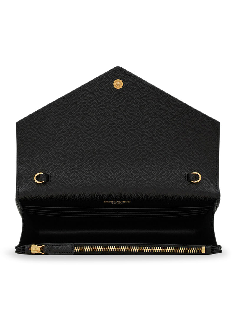 CASSANDRE MATELASSÉ ENVELOPE CHAIN WALLET IN GRAIN DE POUDRE EMBOSSED LEATHER