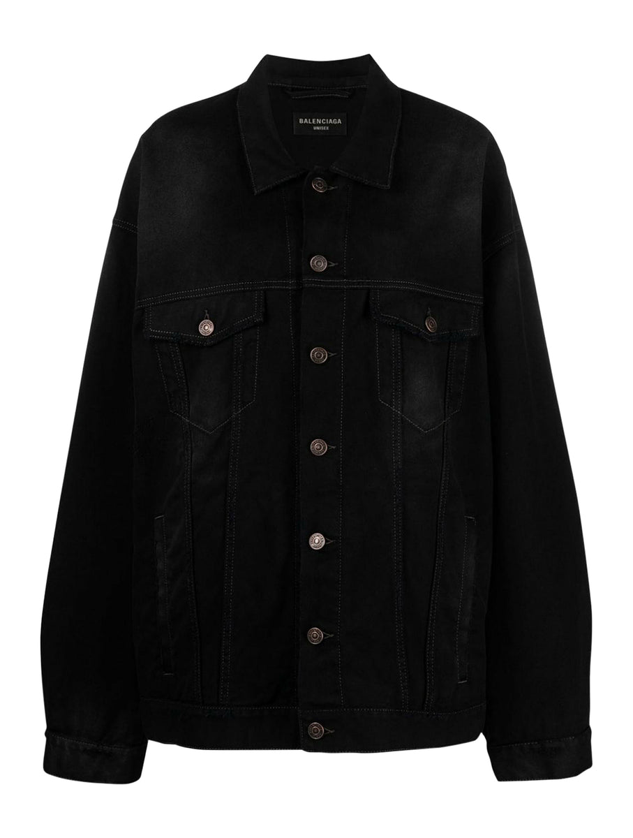 Balenciaga Denim Style Leather Jacket in Black for Men