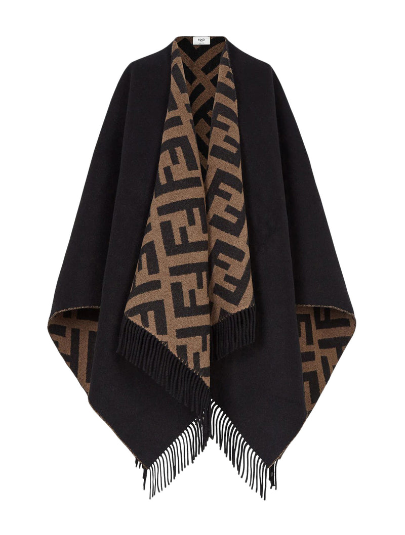 Multicolor cashmere and wool poncho