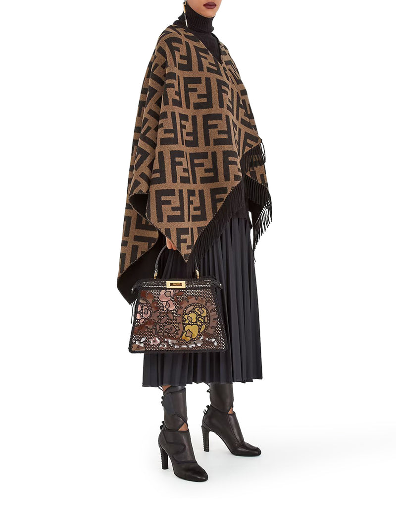Multicolor cashmere and wool poncho