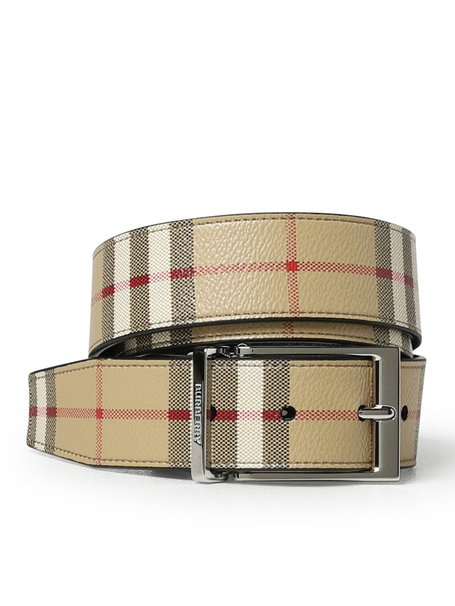 Burberry - Men's Vintage Check Reversible Belt - White - Cotton