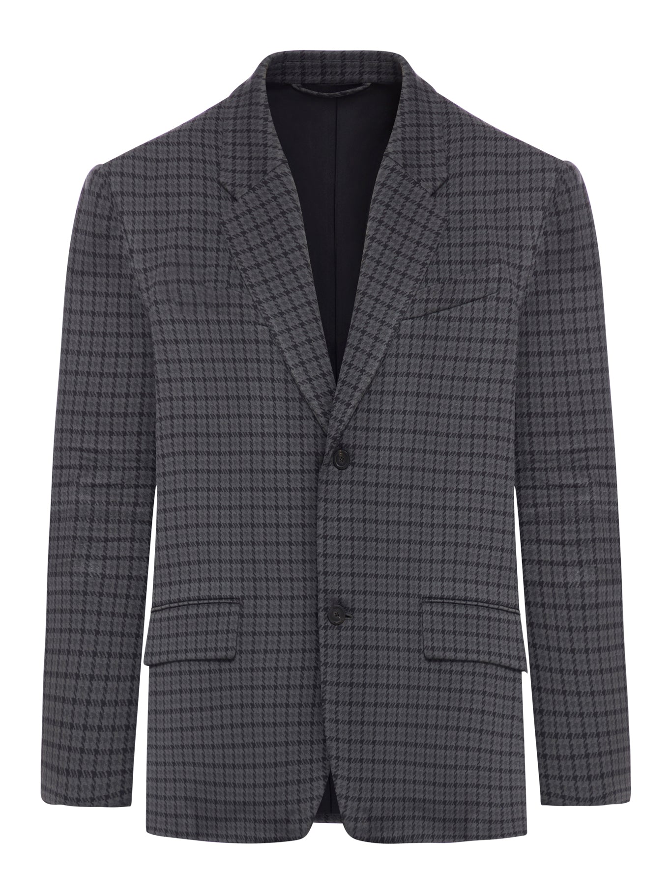 Tailored knit jacket with gray houndstooth pattern
