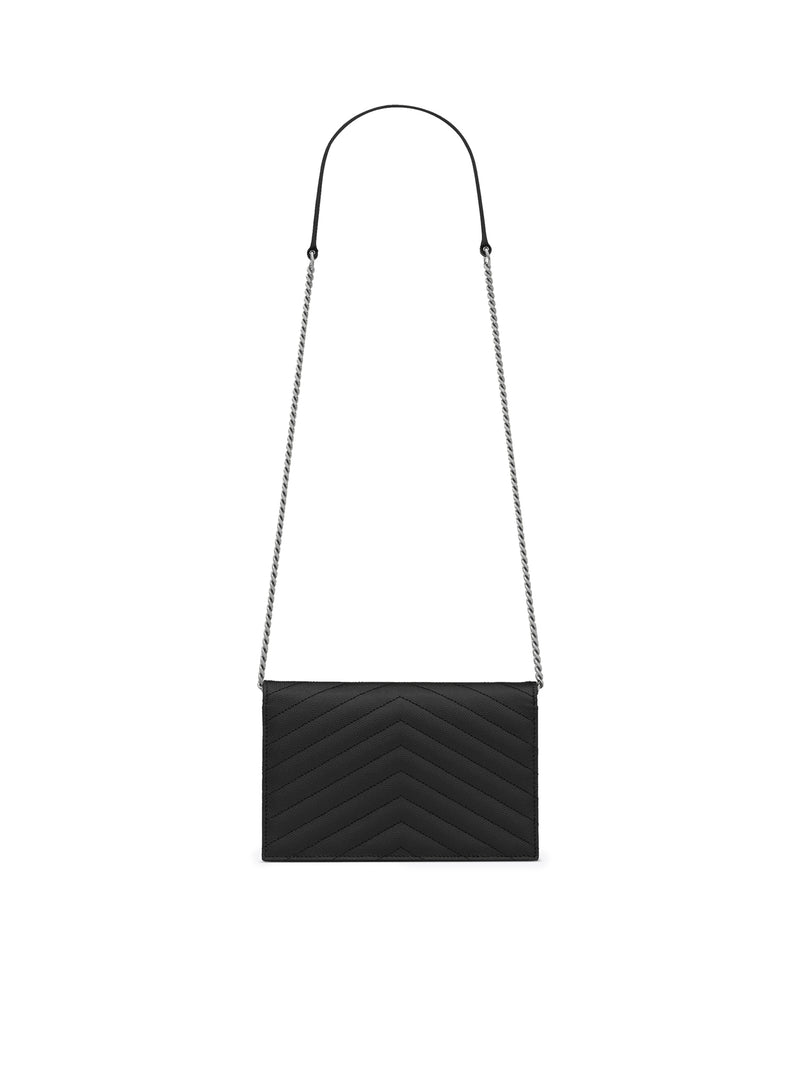 CLASSIC CASSANDRE CHAIN ENVELOPE CLUTCH IN GRAIN DE POUDRE LEATHER